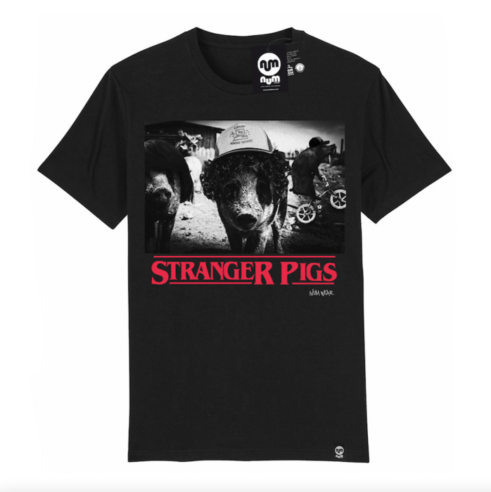 Mens NUM WEAR Stranger Pigs T-Shirt BLACK 22MSSCA080AB