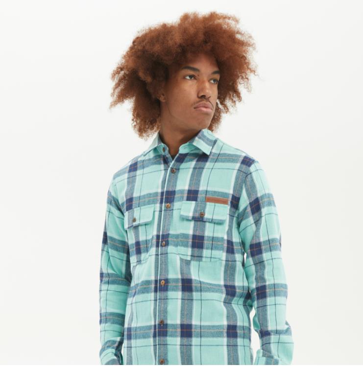 Men HYDROPONIC Shirt GREEN TURQUOISE CHECK  - 1