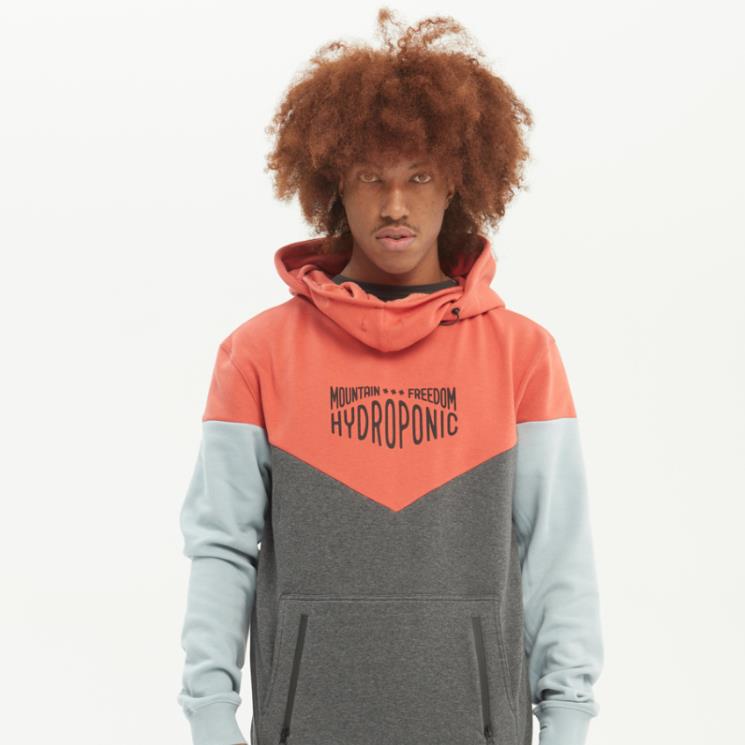 Men HYDROPONIC Hoodie DH Mountain TERRACOTA / GREY / MISTY BLUE  - 1