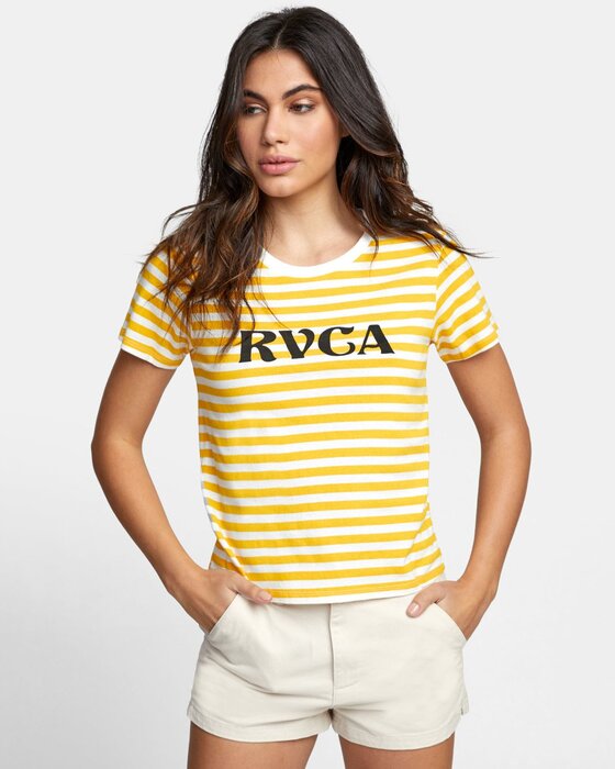 Womens RVCA Murphy Stripe Tee VINTAGE WHITE S3SSRB 1