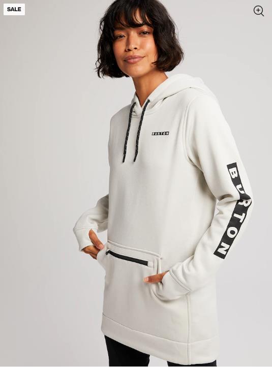Women's BUTTON Oak Long Pullover Hoodie STOUT WHITE HEATHER - 1