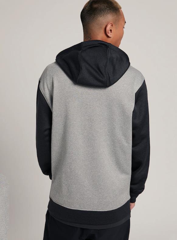 Mens BURTON Oak Full-Zip Hoodie GRAY HEATHER / TRUE BLACK - 2