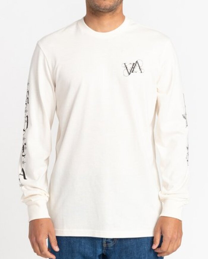 Mens RVCA Crane Long Sleave T-Shirt WHITE C1 LSRB RVP2 1