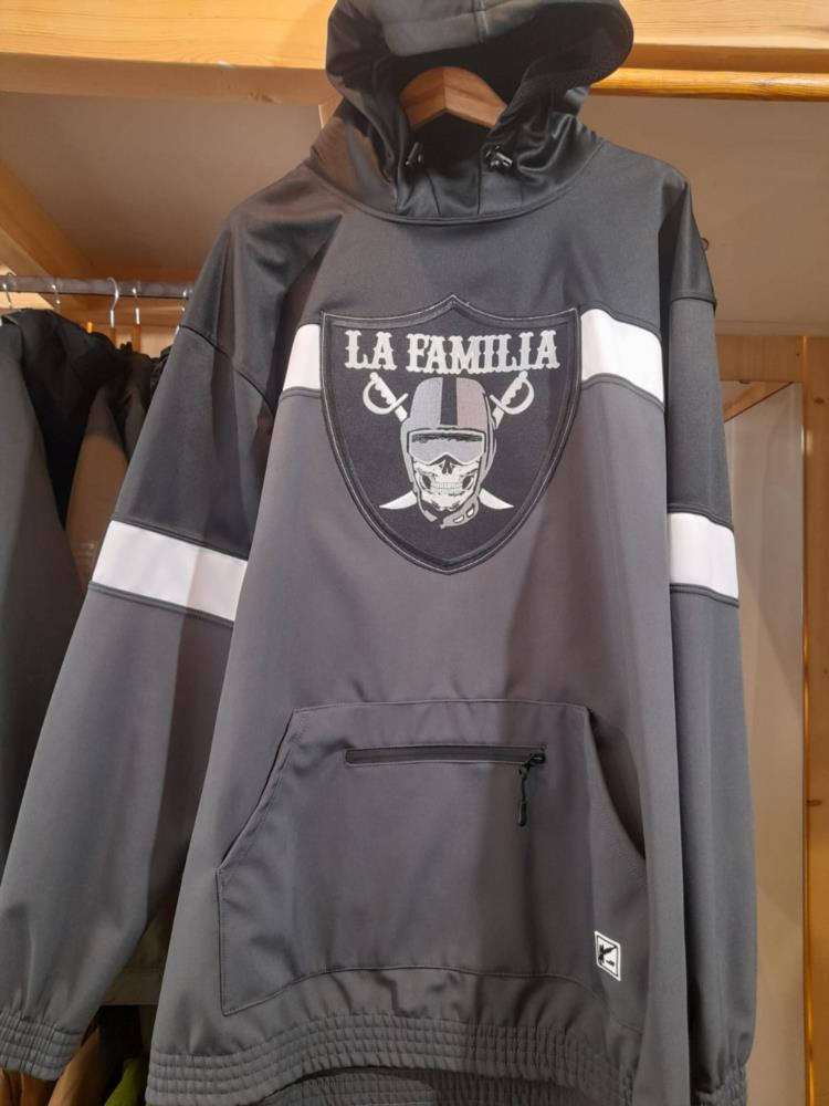 Mens LA FAMILIA Kangaroo Hoodie BLACK WHITE BLACK - 1