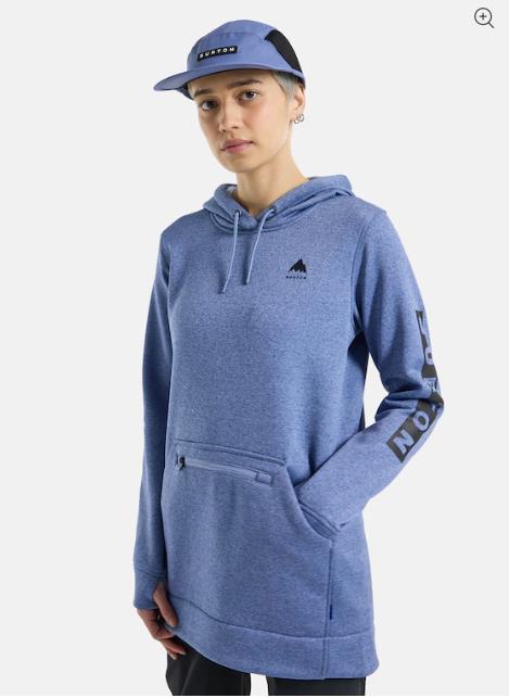 Women's BURTON Oak Long Pullover Hoodie STATE BLUE HEATHER  - 1