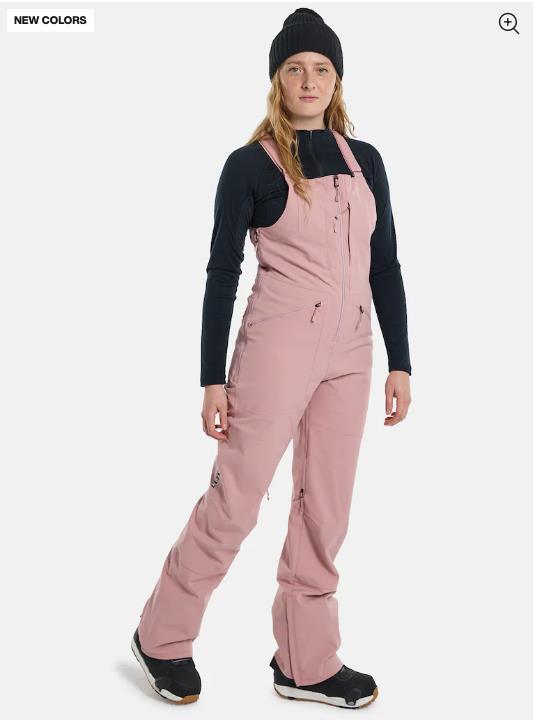Women's BURTON Reserve Stretch 2L Bib Pants POWDER BLUSH - 1