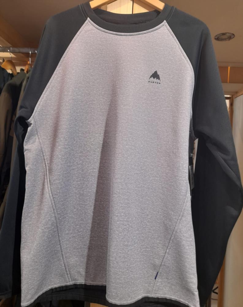 Mens BURTON Crown Weatherproof Pullover Crew GRAY HEATHER / TRUE BLACK 220221 020