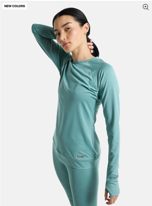 Women's BURTON Lightweight X Base Layer Crewneck ROCK LICHEN  - 1