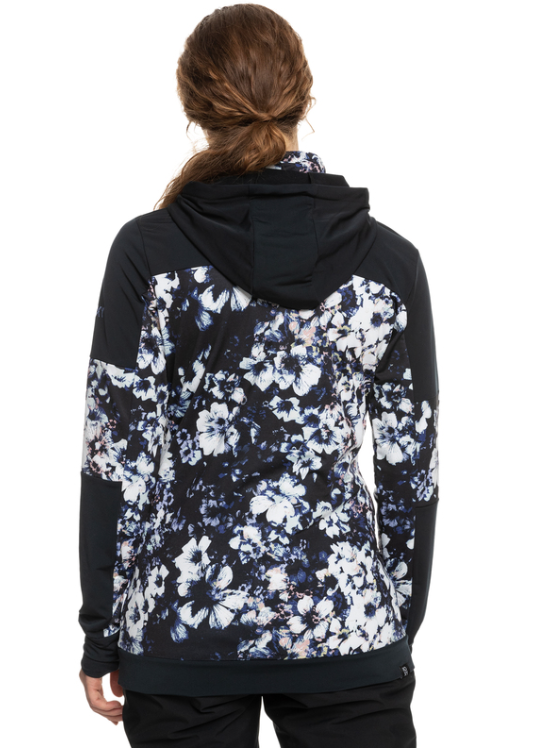 Women ROXY Winter Valley Hoodie TRUE BLACK BLACK FLOWERS ERJFT04555-KVJ1 - 2